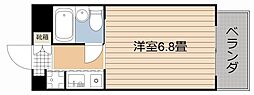 朝日プラザ上之園 1Kの間取図画像