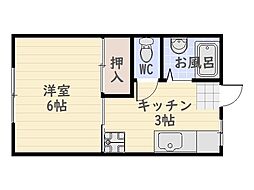 ポプラハイツ 1Kの間取図画像