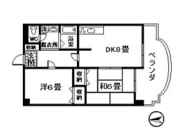 エスポワールS・Y 2DKの間取図画像