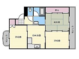 エクセレント藤田 3DKの間取図画像