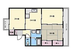 フローレンス吉野1 3DKの間取図画像
