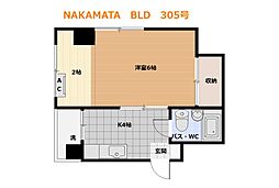 中俣ビル 1Kの間取図画像