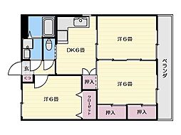 ピアメゾン 3DKの間取図画像