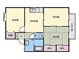 セジュール吉野B 3DKの間取図画像