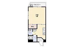 渕之上ビル 1Kの間取図画像