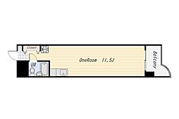 第6鶴丸ハイツ中央 ワンルームの間取図画像