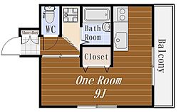 チセンビル ワンルームの間取図画像
