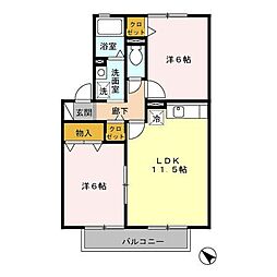 ウィルモアセゾン 2LDKの間取図画像