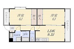 アモールヒル 2LDKの間取図画像