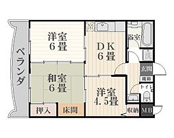 スカイパーク1 3DKの間取図画像