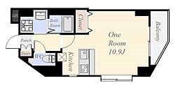 コスモガーデン武之橋 ワンルームの間取図画像