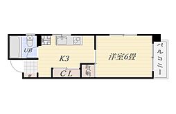 パークサイド共研 1Kの間取図画像