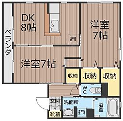 めいわシャルマンハイム 2DKの間取図画像