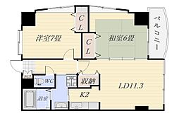 アンソレイユ桂 2LDKの間取図画像