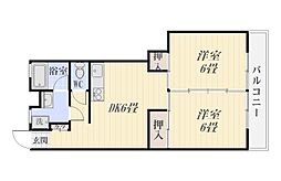 レジデンス平田 2DKの間取図画像