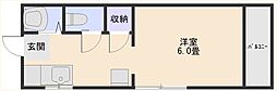 グリーンハイムN 1Kの間取図画像
