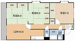 オーロラハイツ3 3LDKの間取図画像