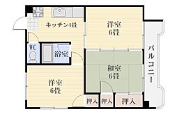 第2坂口ビル 3Kの間取図画像
