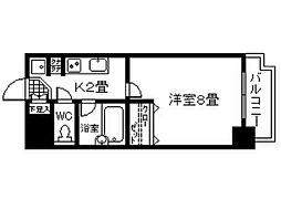 AXiS甲東 1Kの間取図画像