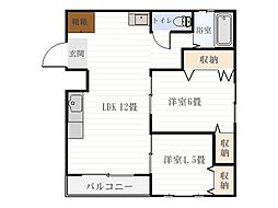 旭ビル 2LDKの間取図画像