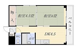 城西コーポ 2Kの間取図画像