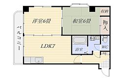 プレジデント武 2DKの間取図画像