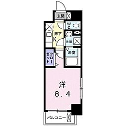 ルーカス 武之橋 1Kの間取図画像