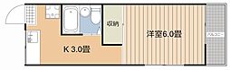 郡元シティハイツ 1Kの間取図画像