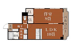 サンパレス新屋敷 1LDKの間取図画像