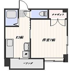 スカイハイツ1 1Kの間取図画像