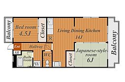 ダイヤモンドハイツ 2LDKの間取図画像
