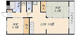 ダイヤモンドハイツ 2LDKの間取図画像