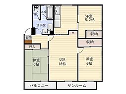 レジデンス下荒田 3LDKの間取図画像