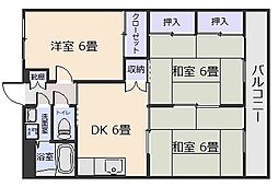 ウェルス武岡 3DKの間取図画像