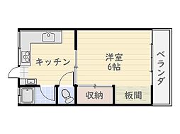 第3さつきコーポ 1Kの間取図画像