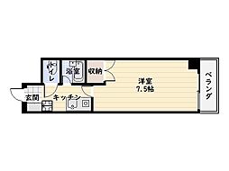 フローラル名山 1Kの間取図画像