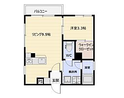 ハピネス西田 1LDKの間取図画像