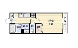 ティダ荒田 1Kの間取図画像
