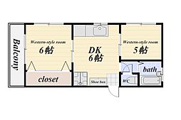 UJYUAN城山 2DKの間取図画像