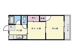 さつきハイツ 2Kの間取図画像