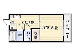 エルハイツ谷山 1Kの間取図画像