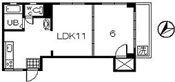 ラピネ鴨池壱番館 1LDKの間取図画像