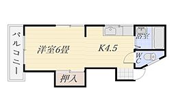 ハマシマハイツ 1Kの間取図画像