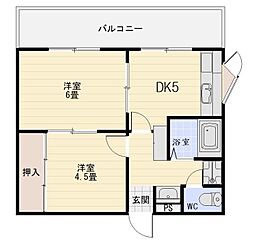 第二ヨシミツビル 2DKの間取図画像