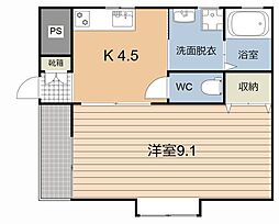 ラフィーネうすき 1Kの間取図画像