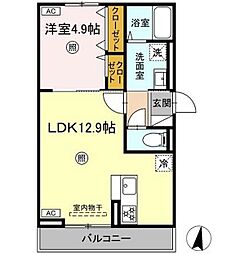 ＤーＲｅｓｅｎａ和田 3階1LDKの間取り
