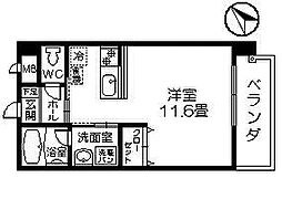Ｌａ　Ｆｏｒｔｅ 6階ワンルームの間取り