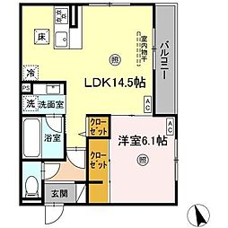 カサブランカ 1階1LDKの間取り