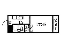コーポ御用 1Kの間取図画像