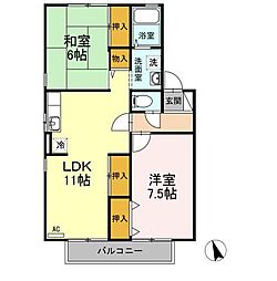 グランディールUB 2LDKの間取図画像